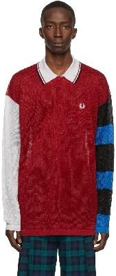 Charles Jeffrey Loverboy Multicolor Fred Perry Edition Knit Glitter Long Sleeve Polo