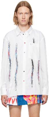 Charles Jeffrey Loverboy White Fred Perry Edition Tartan Patch Shirt