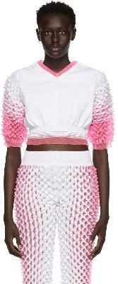 Chet Lo SSENSE Exclusive White & Pink Starshine Gradient Pullover