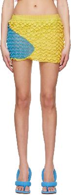 Chet Lo SSENSE Exclusive Blue & Yellow Tidal Mini Skirt