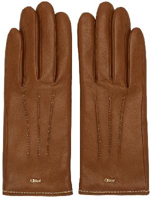 Chloé Brown Edith Leather Gloves