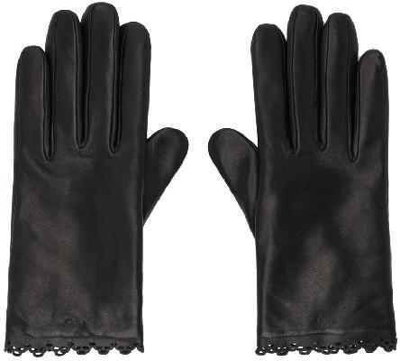 Chloé Black Leather Gloves