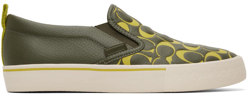 Coach 1941 Green Leather Skate Slip-On Sneakers