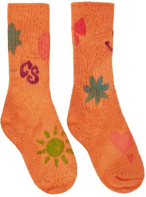 Collina Strada SSENSE Exclusive Orange Doodle Socks