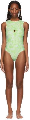 Collina Strada SSENSE Exclusive Green Flower Open Back One-Piece Swimsuit