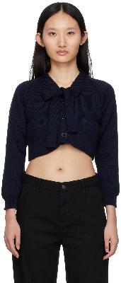 Comme des Garçons Girl Navy Lochaven Of Scotland Edition Bow Cropped Cardigan
