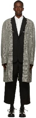 Comme des Garçons Homme Plus Reversible Black & White Wool Check Blazer Coat