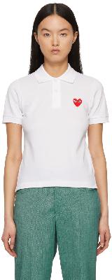 Comme des Garçons Play White & Red Heart Patch Polo