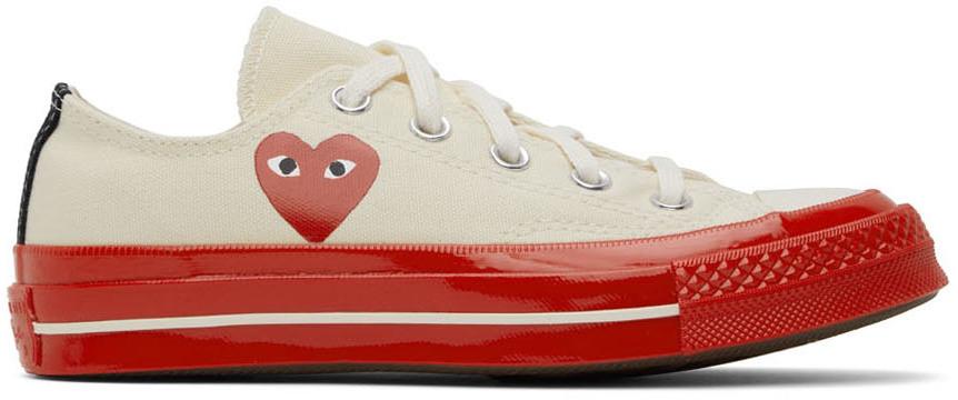 Comme des Garçons Play Off-White & Red Converse Edition Chuck 70 Low-Top Sneakers