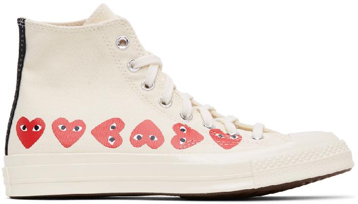 Comme des Garçons Play Off-White Converse Edition Multiple Hearts Chuck 70 High Sneakers