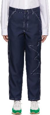 Comme des Garçons Shirt Navy Contrast Stitch Splash Trousers