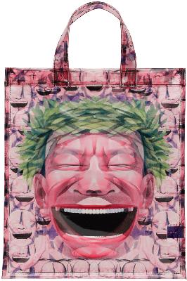 Comme des Garçons Shirt Pink Yue Minjun Edition Print Tote