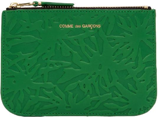 Comme des Garçons Wallets Green Embossed Forest Pouch