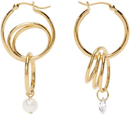 Completedworks Gold Pearl & Crystal Stream Hoop Earrings