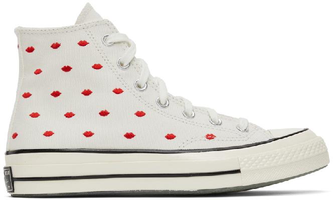 Converse Off-White Embroidered Lips Chuck 70 Hi Sneakers