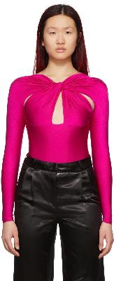 Coperni Pink Cut-Out Draped Bodysuit