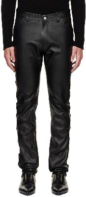 Courrèges Black Cut-Out Leather Pants