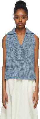 DEVEAUX NEW YORK Blue Knit Aubrey Vest