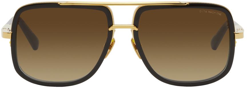 Dita Black & Gold Mach-One Sunglasses