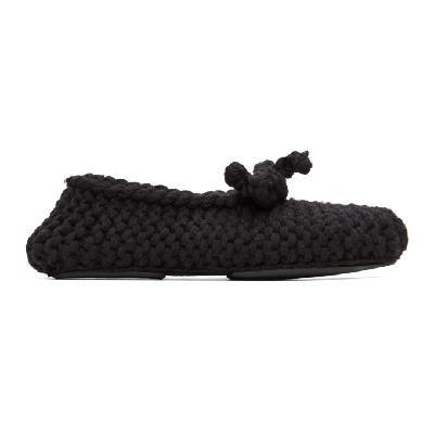 Dolce & Gabbana Black Merino Crochet Slippers