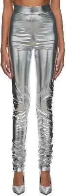 Dolce & Gabbana Silver Metallic Long Leggings