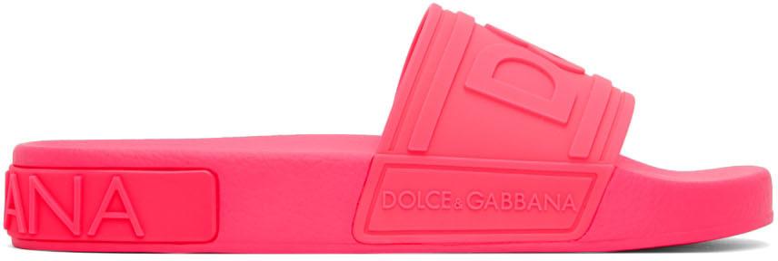 Dolce & Gabbana Pink Rubber Beach Slides