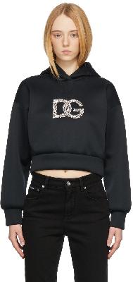 Dolce & Gabbana Black Tech Jersey Logo Hoodie
