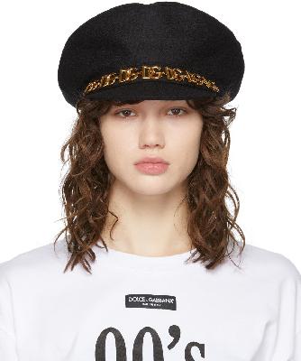 Dolce & Gabbana Black Wool Baker Boy Hat