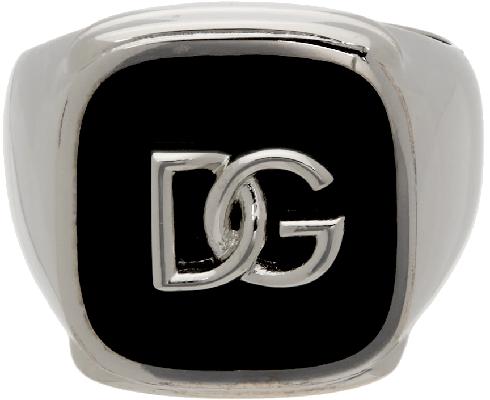 Dolce & Gabbana Silver Logo Signet Ring