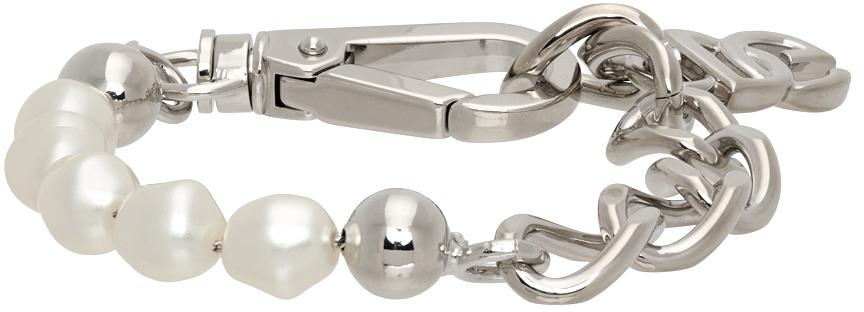 Dolce & Gabbana Silver Pearl Logo Bracelet