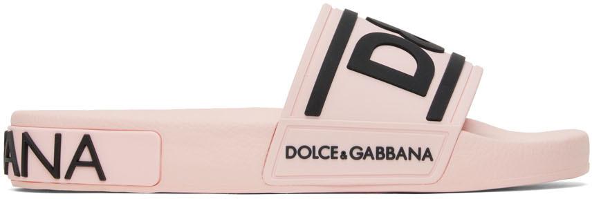 Dolce & Gabbana Pink Rubber DG Slides