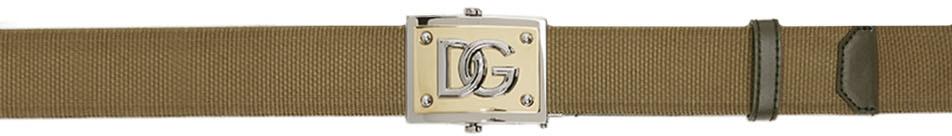 Dolce & Gabbana Green Webbing Logo Buckle Belt