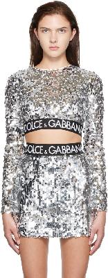 Dolce & Gabbana Silver Sequin T-Shirt