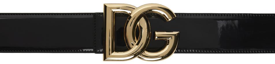 Dolce & Gabbana Black Patent Logo Belt