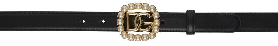 Dolce & Gabbana Black Pearl Logo Belt