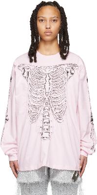 Doublet Pink Skull Shirring Long Sleeve T-Shirt