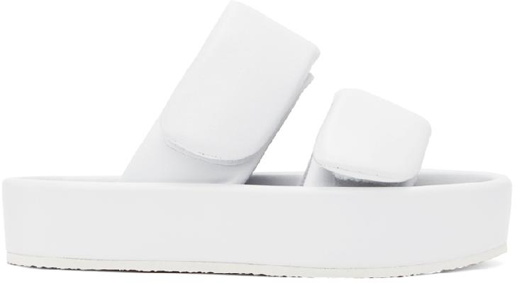 Dries Van Noten White Leather Flat Sandals