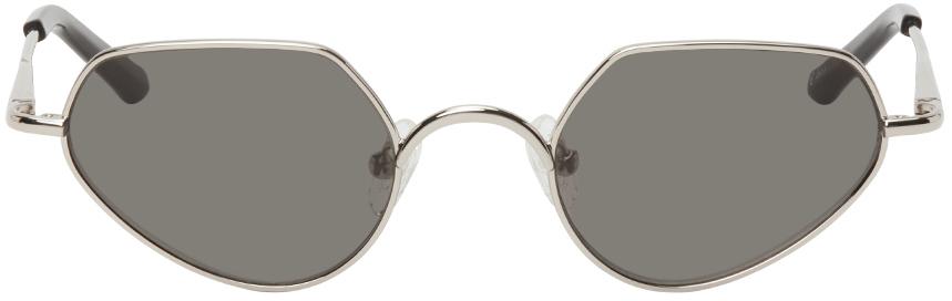 Dries Van Noten Silver Linda Farrow Edition Cat-Eye Sunglasses