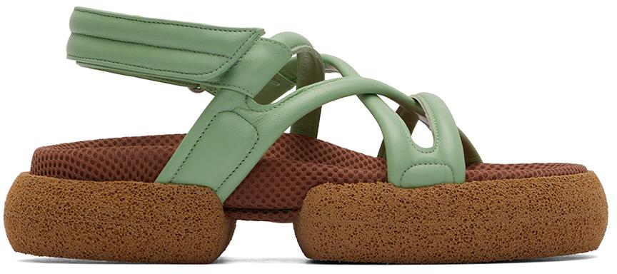 Dries Van Noten Green & Brown Leather Sandals