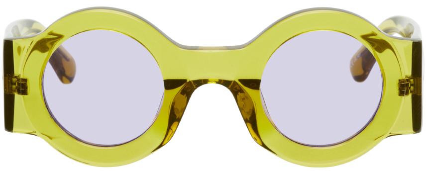 Dries Van Noten Yellow Linda Farrow Edition Round Sunglasses