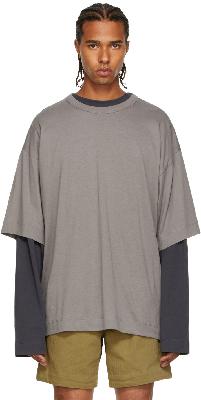 Dries Van Noten Grey Supima Cotton Dropped Sleeve T-Shirt