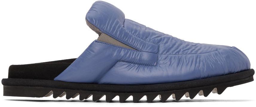 Dries Van Noten Blue Nylon Padded Open Back Loafers