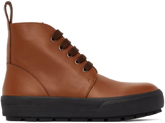 Dries Van Noten Tan Leather Lace-Up Boots