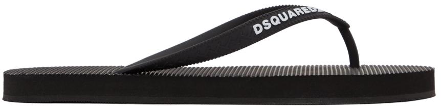Dsquared2 Black Logo Flip Flops