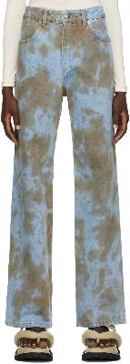 Eckhaus Latta Blue & Tan Wide-Leg Jeans