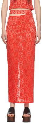 Eckhaus Latta Red Cotton Midi Skirt