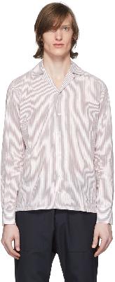Eidos Burgundy & White Stripe Open Collar Shirt