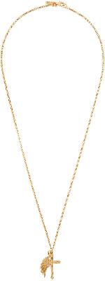 Emanuele Bicocchi Gold Wing & Cross Necklace