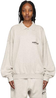 Essentials Off-White Cotton Long Sleeve Polo