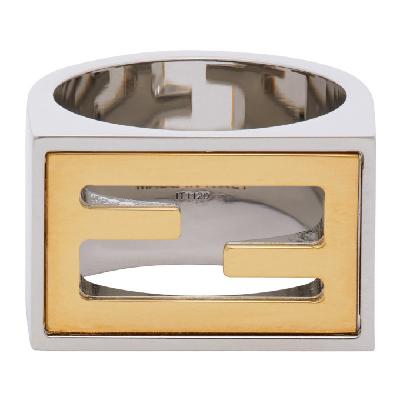 Fendi Silver & Gold 'Forever Fendi' Signet Ring